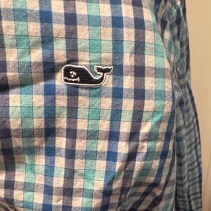 Vineyard Vines Blue and Green Plaid Shirt